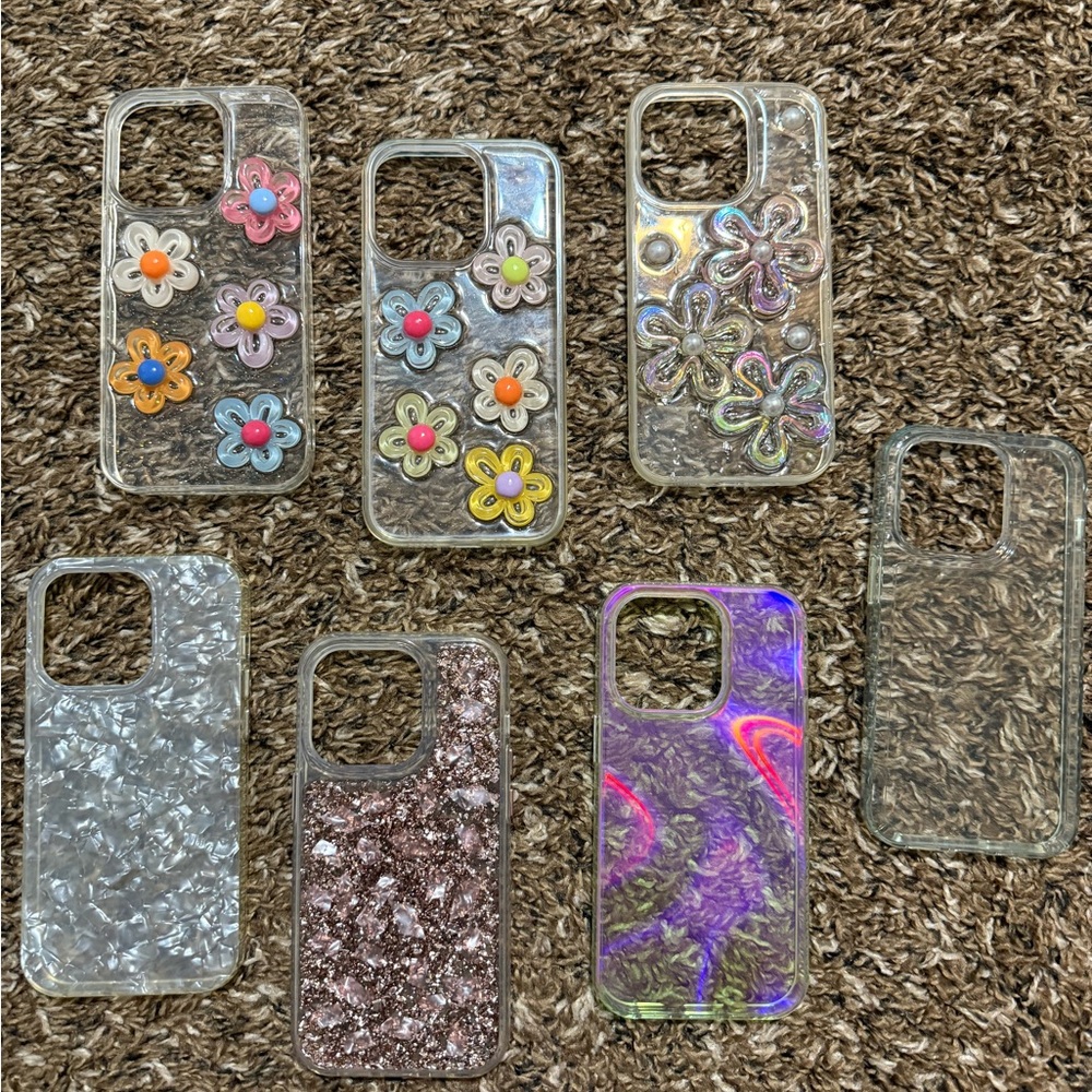 iPhone 14 Pro Floral and Glitter Phone Cases - Picture 2 of 2